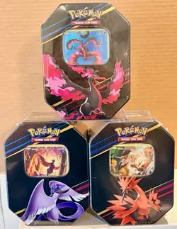 Pokemon TCG: Crown Zenith Tin Set of 3 - Galarian Articuno Zapdos Moltres - READ - Image 1