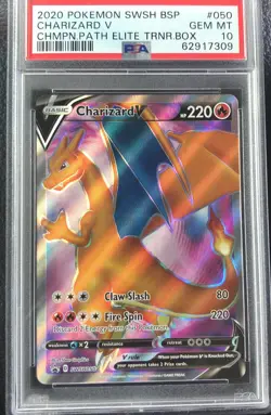 Charizard V PSA 10 Pokemon Champion's Path Elite Trainer Promo SWSH050 - Image 1