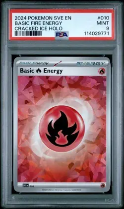 2024 Pokemon SVE EN Basic Fire Energy CRACKED ICE HOLO #010 PSA 9 Mint - Image 1