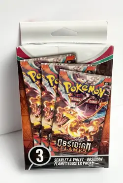 Pokemon TCG Scarlet & Violet Obsidian Flames Hanger Box With 3 Booster Packs - Image 1