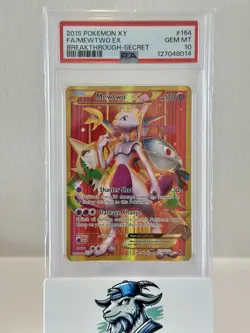 2015 Pokemon Mewtwo EX #164/162 Breakthrough Secret Rare PSA 10 - Image 1