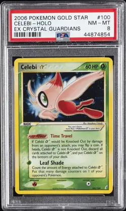 2006 POKEMON EX CRYSTAL GUARDIANS GOLD STAR #100 CELEBI-HOLO PSA 8 - Image 1