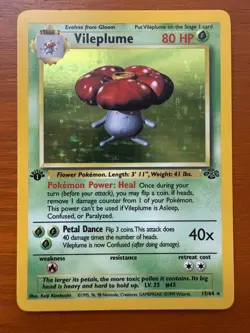 Pokemon TCG Vileplume Jungle Holo Card 15/64 1st Edition Rare - Image 1