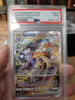 Mewtwo Vstar Psa 9 Mint GG44/GG70 Crown Zenith Swsh Fa Full Art Pokemon Card V - Image 1