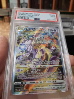 Mewtwo Vstar Psa 9 Mint GG44/GG70 Crown Zenith Swsh Fa Full Art Pokemon Card V - Image 3