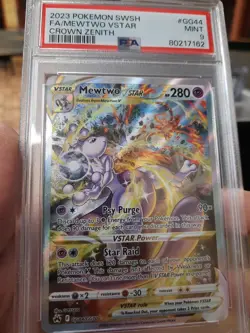 Mewtwo Vstar Psa 9 Mint GG44/GG70 Crown Zenith Swsh Fa Full Art Pokemon Card V - Image 4