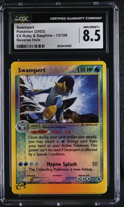 CGC 8.5 Swampert 2003 EX Ruby & Sapphire 13/109 Reverse Holo Pokemon Card - Image 1