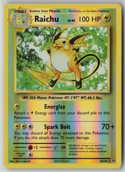 Raichu 36/108 Pokemon Evolutions Rare Reverse Holo Lightly Played Card (LP) 1 - Image 1