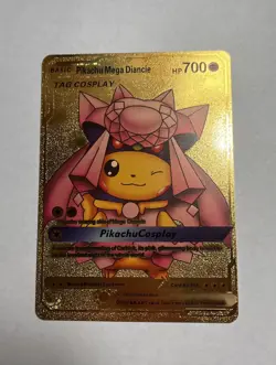 Pikachu Mega Diancie Tag Cosplay Gold Foil Display Card HP700 NM/M - Image 1