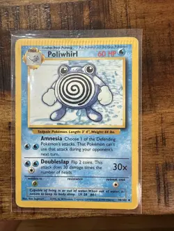 Poliwhirl Pokemon Card Holo Rare 36/102 Base Set Edition Error Card Crimped - Image 1