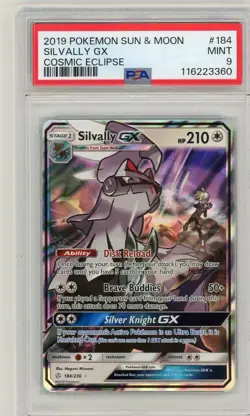 2019 Pokemon Sun & Moon Cosmic Eclipse Silvally GX #184 PSA 9 Mint - Image 1