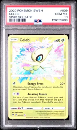 2020 POKEMON SWORD & SHIELD VIVID VOLTAGE #009 CELEBI PSA 10 - Image 1