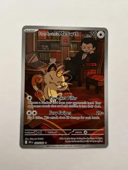 Team Rocket’s Meowth 203/182 Full Art Secret Rare Pokemon Card NM - Image 1