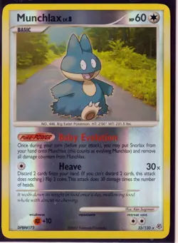 2007 POKEMON MUNCHLAX 33/130- DIAMOND & PEARL - RARE- REVERSE HOLO -NM/LP - Image 1