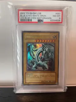 2002 Yu-Gi-Oh Blue Eyes White Dragon PSA 8 Near Mint NM MT LOB-001 - Image 1