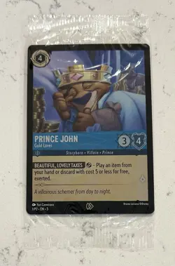 DISNEY LORCANA Prince John Gold Lover 1/P2 Sealed Foil Promo Card VILLANOUS - Image 1