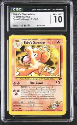 CGC 10 GEM MINT Blaine's Charmeleon 2000 Gym Challenge 31/132 Pokemon Card - Image 1