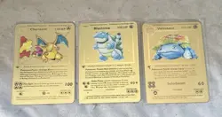 Charizard Blastoise Venusaur base set Gold Metal Cards 1st Edition Shadowless - Image 2