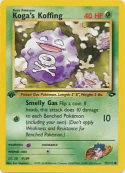 Pokemon Card - Gym Challenge 79/132 - KOGA'S KOFFING (common) **1st Edition** NM - Image 1