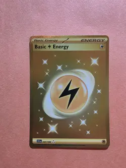 Pokemon TCG Basic Lightning Energy Scarlet Violet Hyper Gold 257/198 Holo Card - Image 1