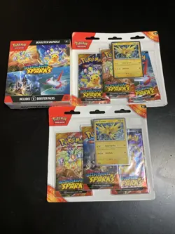 Pokemon: Surging Sparks (2) 3-pack Blister & Booster Bundle. New Sealed - Image 1