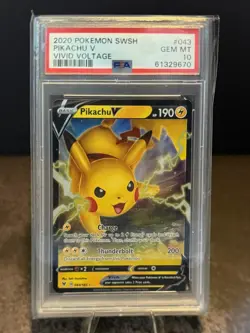 2020 Pokemon Sword & Shield Vivid Voltage #043 Pikachu V Vivid Voltage PSA 10 - Image 1