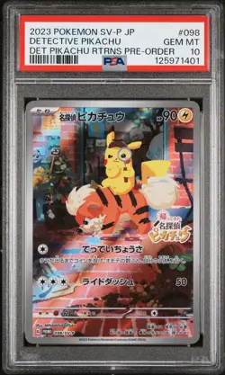 2023 POKEMON JPN SV-P PROMO #098 DETECTIVE PIKACHU PSA 10 - Image 1