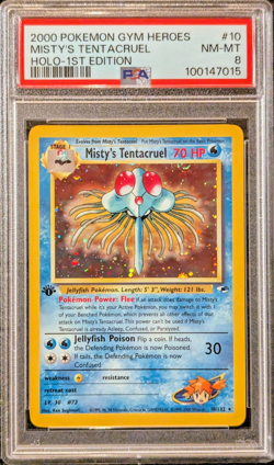 PSA 8 NM-MT Misty’s Tentacruel #10/132 1st Edition Gym Heroes Holo 2000 Pokemon - Image 1