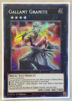 YUGIOH! GALLANT GRANITE MP20-EN167 PRISMATIC SECRET 1ST NM - Image 1