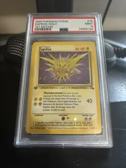 1999 Pokemon TCG Zapdos Fossil Holo Card 15/62 1st Edition Rare - Image 2