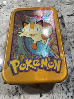 Pokemon TV Animation Topps Collectors Tin Meowth 1999 Empty No Cards - Image 1