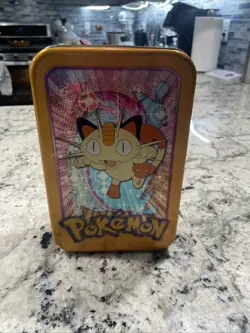 Pokemon TV Animation Topps Collectors Tin Meowth 1999 Empty No Cards - Image 2