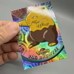 Pokemon Topps TV Animation Series 2 Drowzee Rainbow Foil Blue Logo Card LP - Image 3