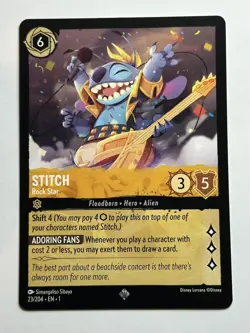 Stitch - Rock Star Super Rare The First Chapter 23/204 NM Lorcana Card - Image 1