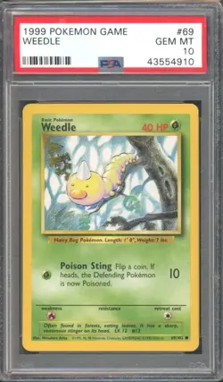 WEEDLE #69 PSA 10 1999 POKEMON Base Set Unlimited WOTC - Image 1