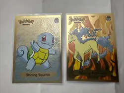 1997 Infinity Pokemon - Shining Squirtle 007 & Shiny Rapidash 078 LOT Gold Holo - Image 1