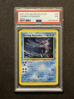 2001 POKEMON NEO REVELATION SHINING GYARADOS HOLO PSA 7 NM #65/64 - Image 1