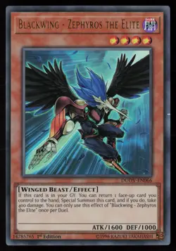 Yugioh Blackwing - Zephyros the Elite DUOV-EN066 1st Edition Ultra Rare NM - Image 1