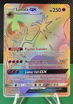 Pokemon TCG Lunala GX Rainbow Secret Rare Card 153/149 Sun Moon Base Set 2017 - Image 2