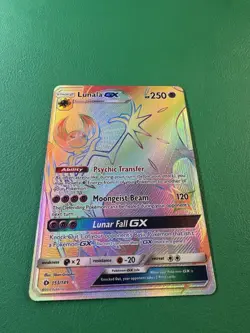Pokemon TCG Lunala GX Rainbow Secret Rare Card 153/149 Sun Moon Base Set 2017 - Image 3