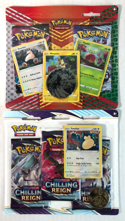 Pokemon Chilling Reign 3 Pack Blister Snorlax Promo & Fusion Strike 2 Pack LOT - Image 1