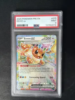 2025 POKEMON EEVEE EX PRE EN-PRISMATIC EVOLUTIONS 075/131 PSA 9 - Image 1