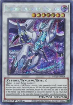 Yugioh! LP Cyberse Quantum Dragon - MP20-EN018 - Prismatic Secret Rare - 1st Edi - Image 1