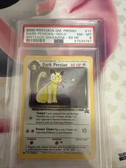 Pokemon TCG Dark Persian Holo Promo Card 17 PSA 8 Swirl - Image 1