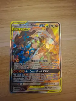 Reshiram & Zekrom GX Full Art Holo Card 222/236 Sm-Cosmic Eclipse Mint Condition - Image 1