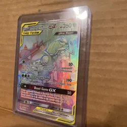 Pokemon Unbroken Bonds Full Art Rainbow Pheromosa & Buzzwole GX Card 215/214 - Image 4
