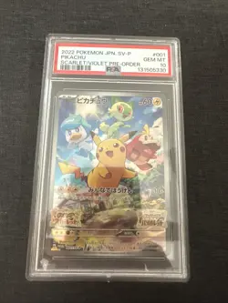 PSA10 Pikachu Promo Card 001 SV-P from Scarlet and Violet Pokemon Game - Image 1