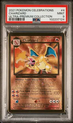 PSA 9 MINT Gold Metal Charizard 4/102 Pokemon Celebrations UPC 2021 - Image 1