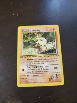 Pokemon 1st Ed. Gym Challenge Set COMMON Blaine's Mankey 63/132 p9 - Image 1