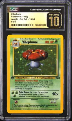 1999 POKEMON JUNGLE 1ST ED VILEPLUME CGC 10 - Image 1